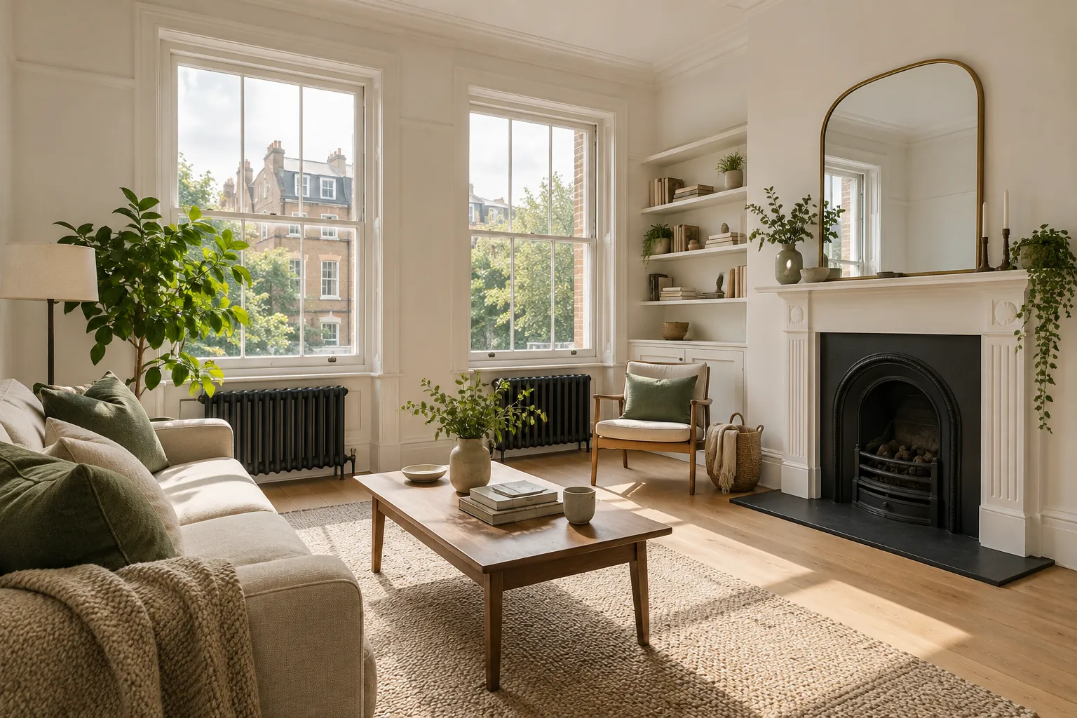 Bright managed rental living room