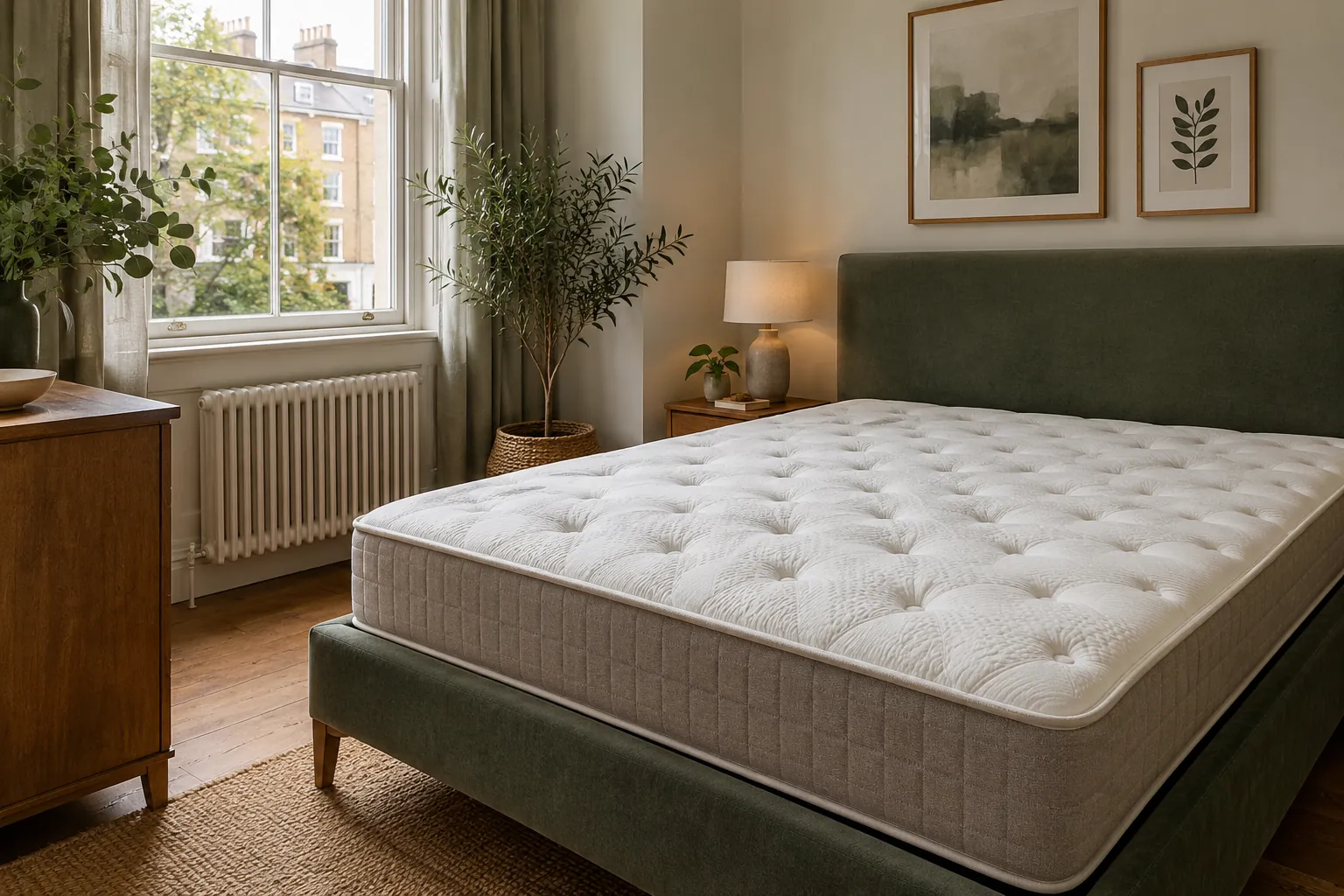 British bedroom with a mattress ready for bedding