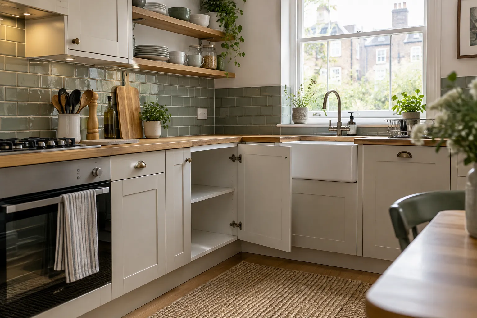 Kitchen cupboard and worktop ready for a property handover