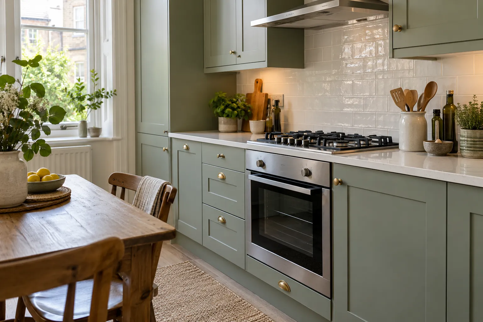 British kitchen with domestic oven and hob