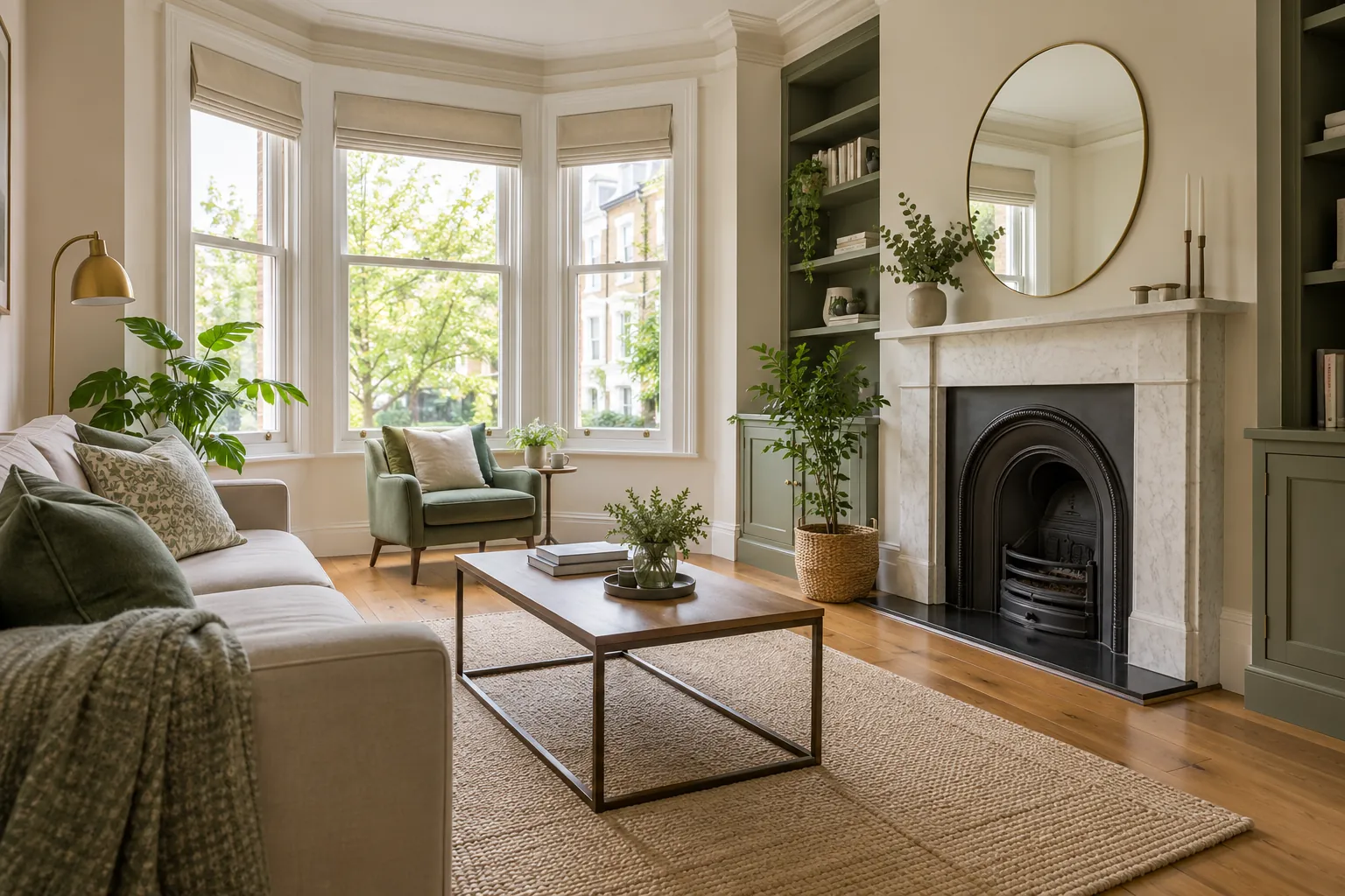 London rental living room prepared for occupation